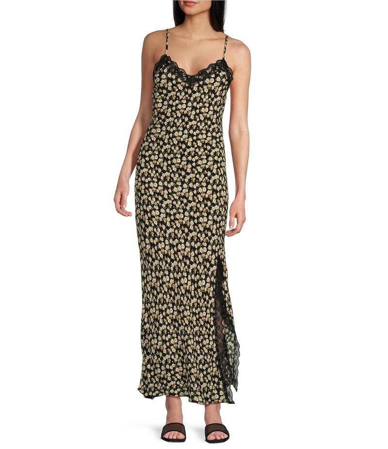 ブルーペッペーブルーペッパー レディース トップス ワンピース レーストリム ミディワンピース フラワ..