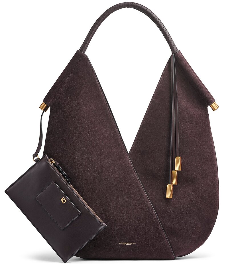 ダナキャラン レディース バッグ ショルダーバッグ スエード Donna Karan Baldwin Suede Shoulder Bag Chocolate チョコレート