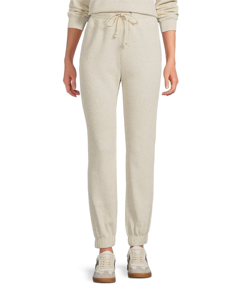 【送料無料】 エーラブズエー レディース カジュアルパンツ ボトムス Waffle Knit High Rise Full Length Coordinating Jogger Sweatpants Ivory