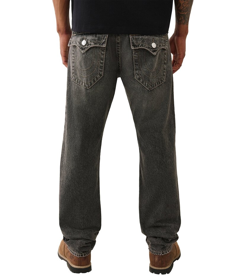 トゥルーレリジョン メンズ ボトムス デニムパンツ Compass Trail Black Wash True Religion Ricky Logo Appliqued Straight Leg Jeans