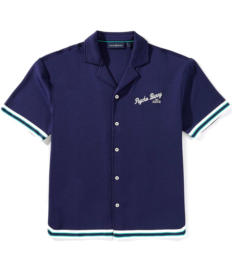 サイコバニー メンズ トップス シャツ Psycho Bunny Basil Taped Short Sleeve Woven Camp Shirt Eveni..