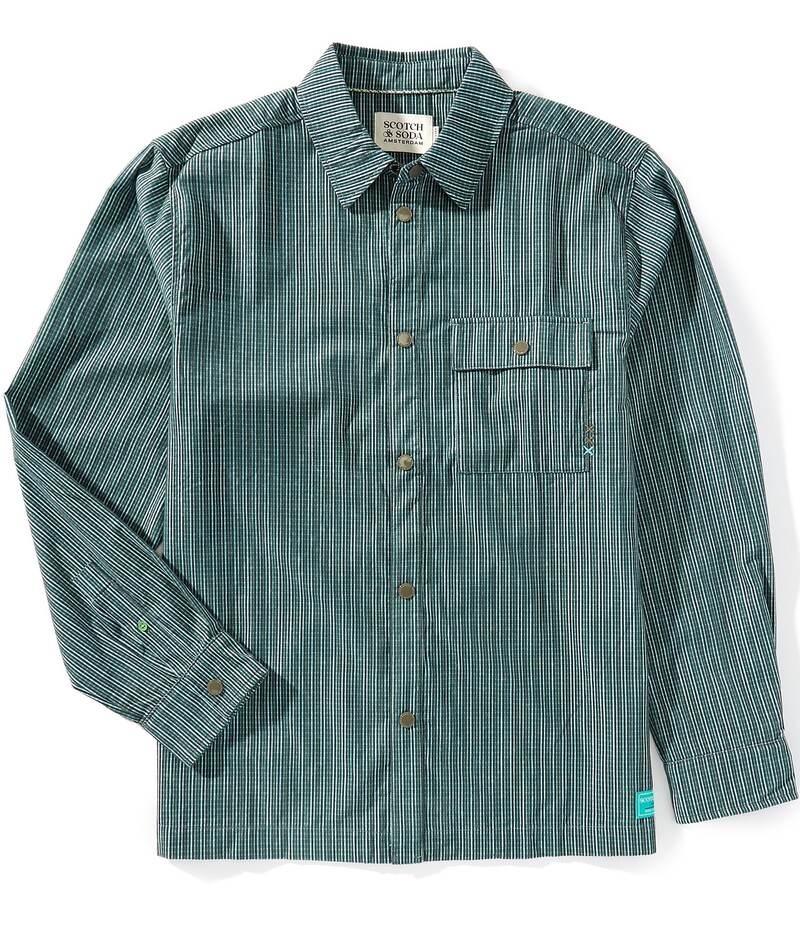 スコッチアンドソーダ メンズ トップス シャツ Scotch & Soda Micro Check Structured Long Sleeve Woven Shirt Agate Green グリーン
