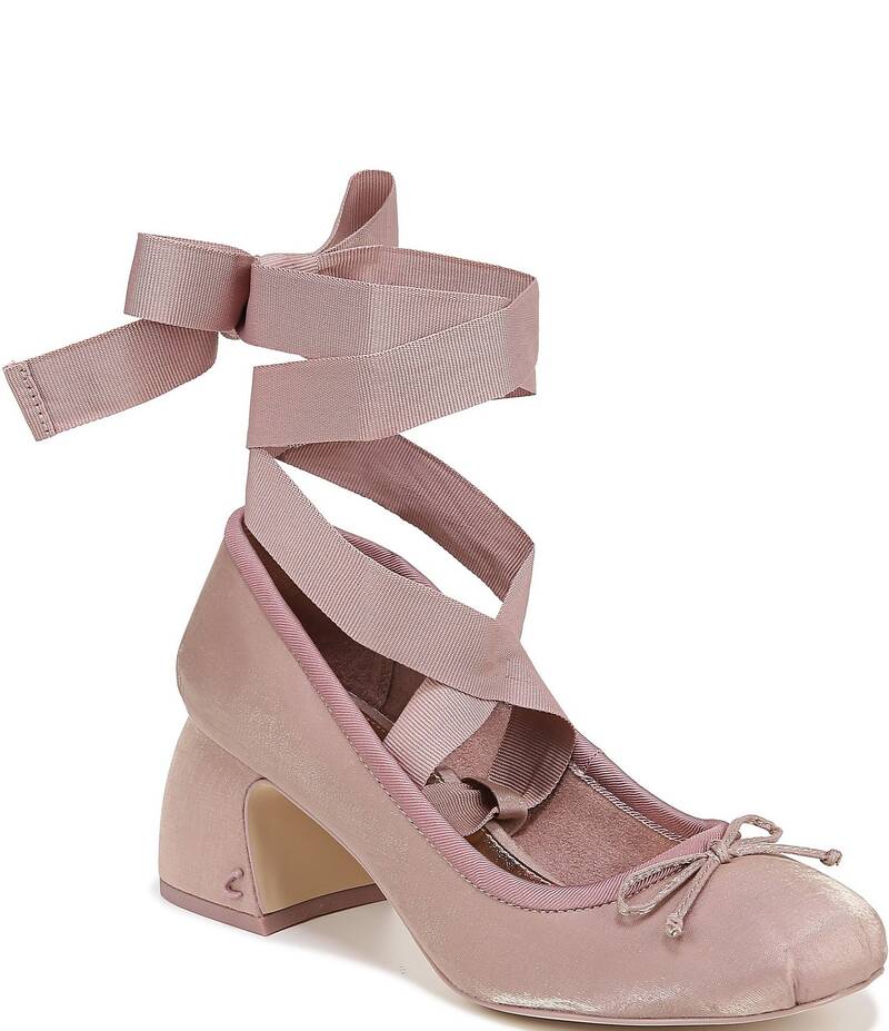 サムエデルマン レディース シューズ ヒール アンクル Circus NY by Sam Edelman Della Ballet Ankle Wrap Block Heel Shimmer Pumps Blush French Macaroon ブラッシュ