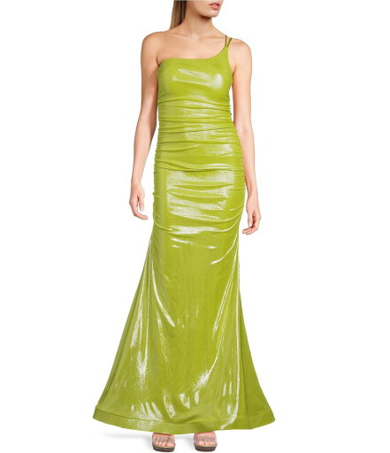 【送料無料】 ビーダーリン レディース ワンピース トップス Foil One Shoulder Double Spaghetti Strap Shirred Long Dress Lime/Silver 【送料無料】 ビーダーリン レディース ワンピース トップス Foil One Shoulder Double Spaghetti Strap Shirred Long Dress Lime/Silver