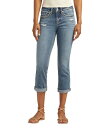 【送料無料】 シルバー ジーンズ レディース デニムパンツ ジーンズ ボトムス Suki Power Stretch Distressed Capri Jean...