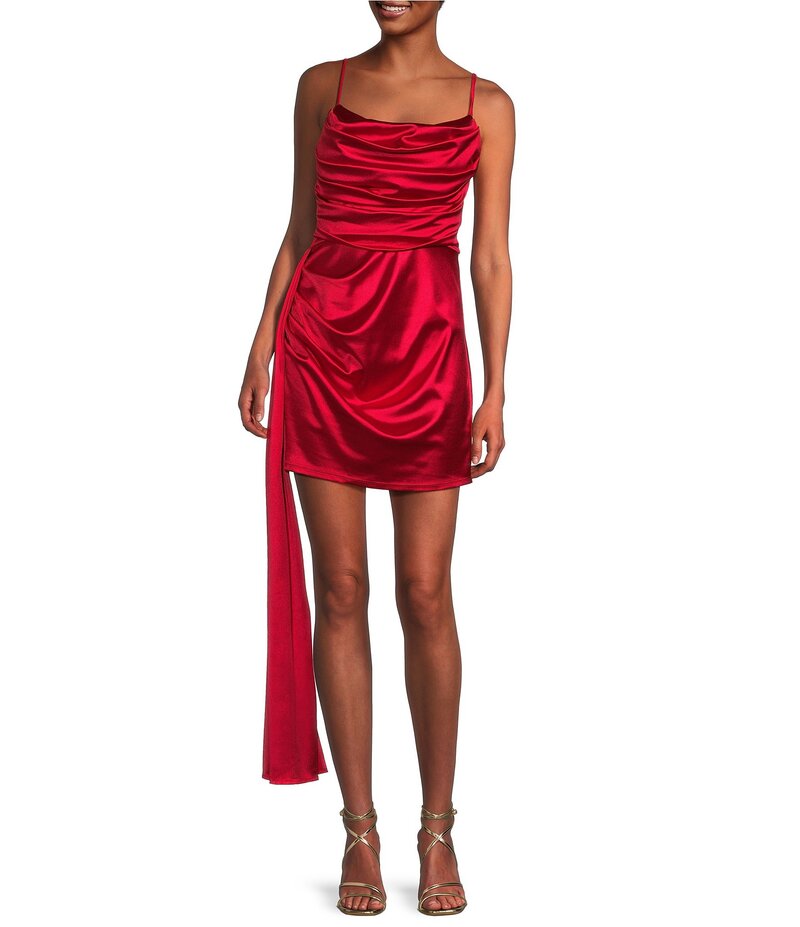 ̵ ӡ ǥ ԡ ȥåץ Spaghetti Strap Scoop Neck Pleated Deta...