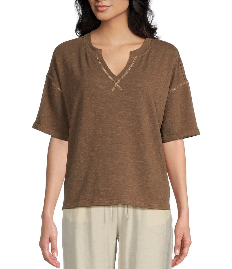 ブルーペッペーブルーペッパー レディース トップス Tシャツ Vネック シャツ コントラスト Blu Pepper ..