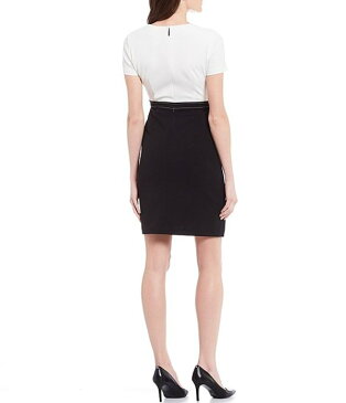 カール ラガーフェルド レディース ワンピース トップス Scuba Crepe Colorblock Sheath Dress Ivory/Black