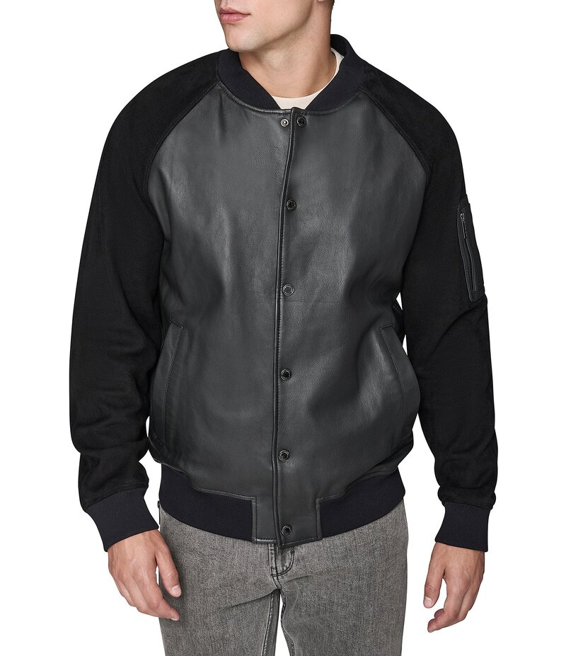 カール ラガーフェルド メンズ アウター ジャケット・ブルゾン ジャケット KARL LAGERFELD PARIS Mixed Media Bomber Jacket Pink ピンク