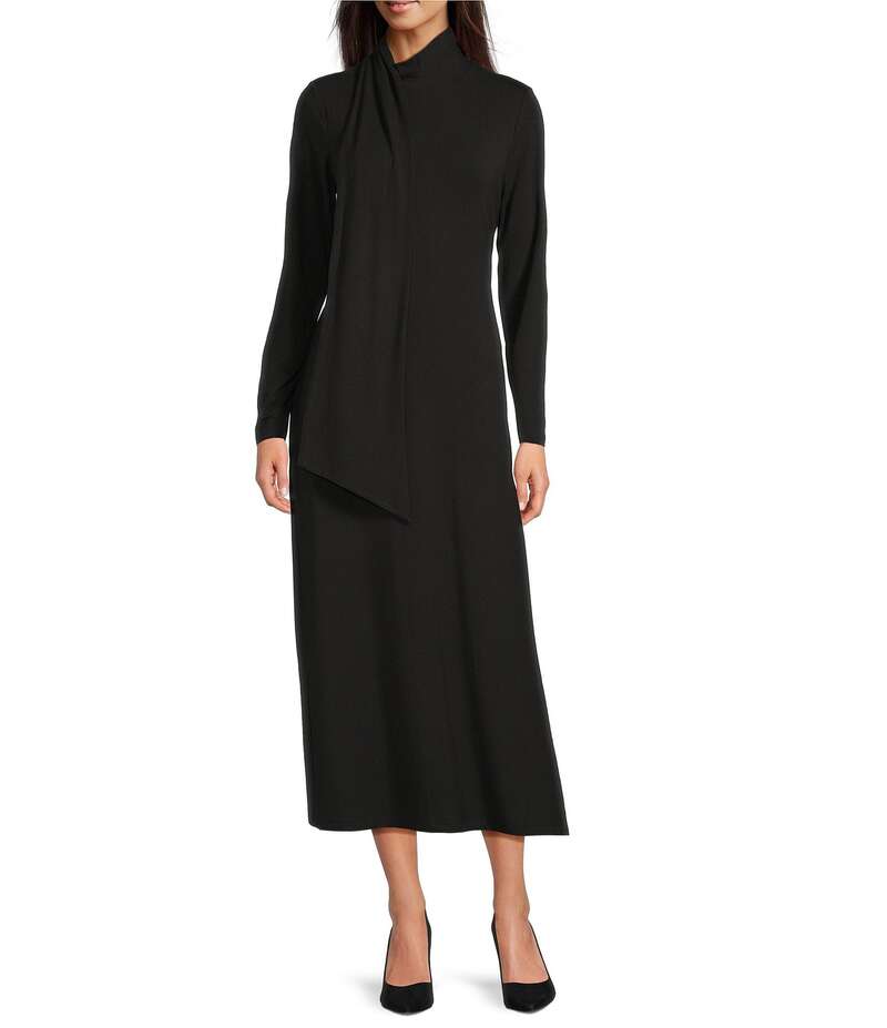 【送料無料】 ギブソンアンドラティマー レディース ワンピース トップス Knit Mock Neck Long Sleeve Sheath Maxi Dress Black