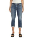 【送料無料】 シルバー ジーンズ レディース デニムパンツ ジーンズ ボトムス Elyse Mid Rise Luxe Stretch Rolled Cuffe...