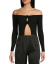 【送料無料】 ジービー レディース パーカー・スウェット フーディー アウター Rosette Off-The-Shoulder Sweater Top Bla...