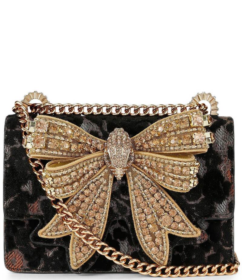 カートジェイガーロンドン レディース バッグ ショルダーバッグ ベルベット Kurt Geiger London Small Shoreditch Velvet Rhinestone Bow Chain Strap Convertible Crossbody Bag Black Brown ブラック(4)