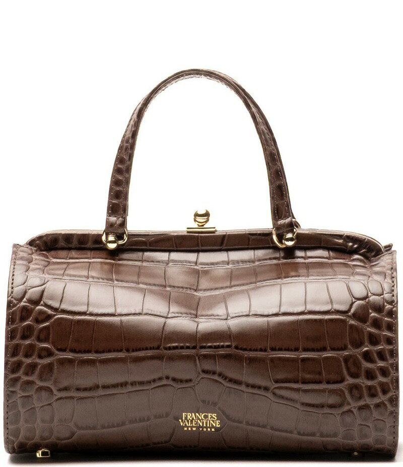 フランセスバレンタイン レディース バッグ ハンドバッグ レザー FRANCES VALENTINE Petit Michelle Crocodile Embossed Leather Satchel Bag Chocolate チョコレート