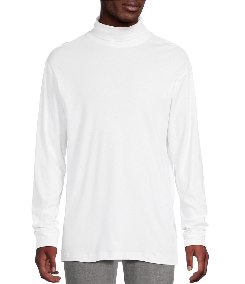 ダニエル クレミュ メンズ トップス シャツ タートルネック Daniel Cremieux Signature Label Solid Interlock Turtleneck Shirt Lucent White ホワイト