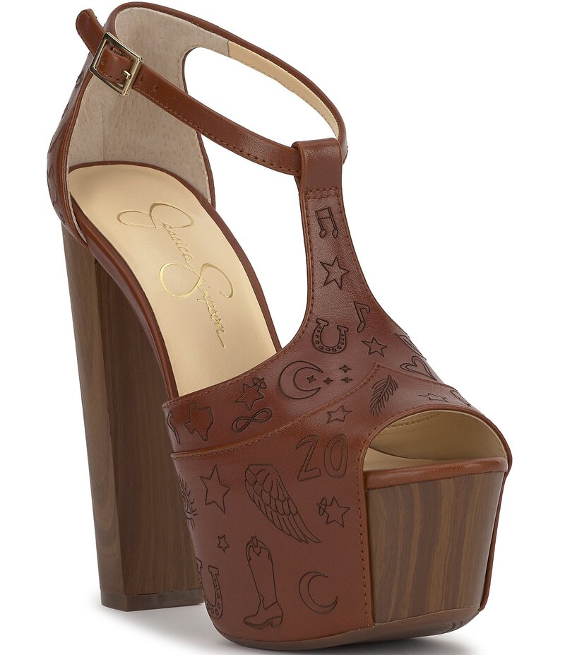 ジェシカシンプソン レディース シューズ ヒール プラットフォーム レザー グラフィック Jessica Simps..