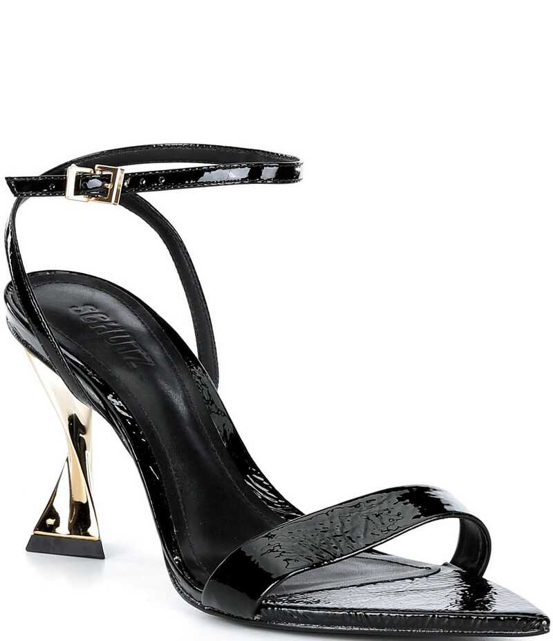シュッツ レディース シューズ ヒール サンダル レザー Schutz Elisha Patent Leather Structural Dress Sandals Black ブラック