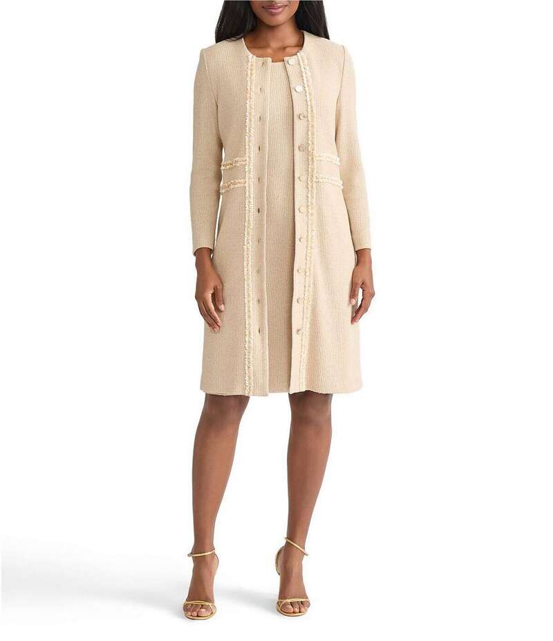 ミソック レディース アウター コート ニット ジャケット MISOOK Lurex Knit Round Neck Long Sleeve R..