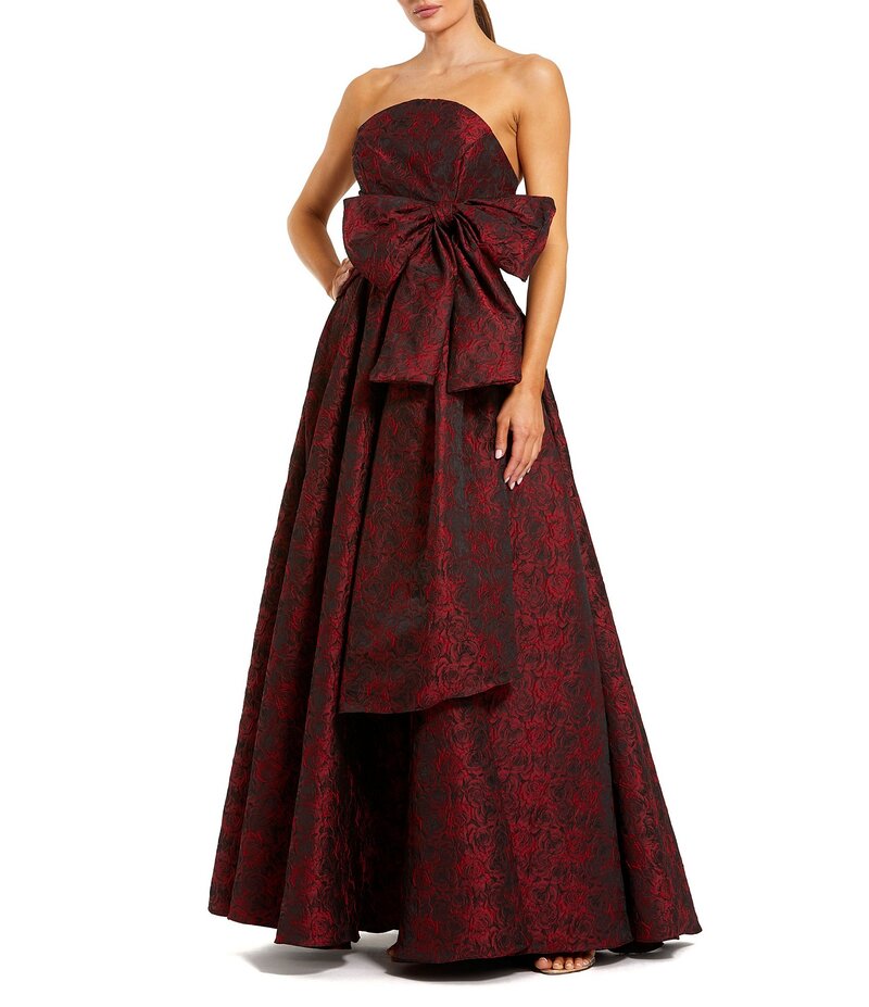 �ޥå������� ��ǥ����� �ȥåץ� ���ԡ��� A �饤�� �ե��� ���ȥ�åץ쥹 �ե� Mac Duggal Floral Jacquard Stra...