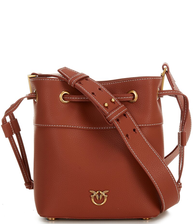 ピンコ レディース バッグ ミニ レザー PINKO Mini Leather Crossbody Bucket Bag CHOCOLATE チョコレート