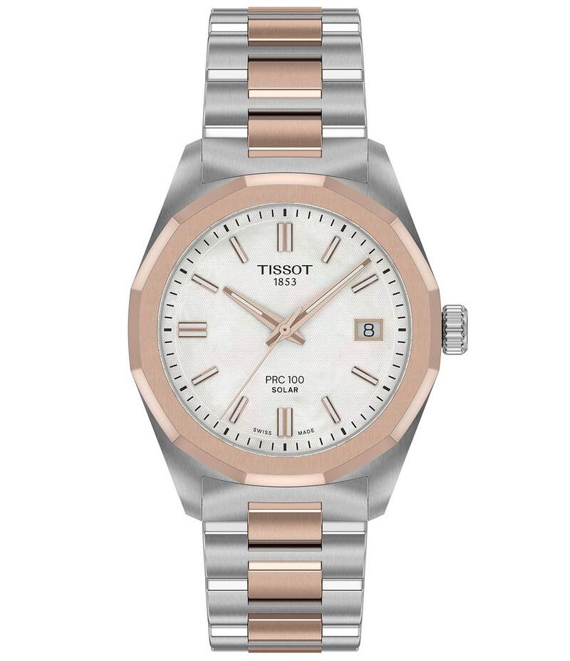 ティソット レディース アクセサリー 腕時計 Tシャツ Tissot Women's PRC 100 Solar Quartz Analog Two Tone Stainlessteel Bracelet Watch Two Tone