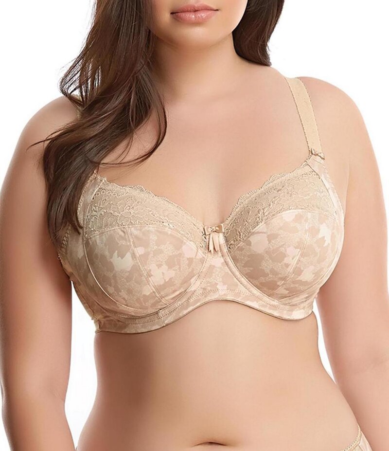エロミ レディース アンダーウェア ブラジャー レース Elomi Morgan Lace-Trimmed Full-Busted Contour U-Back Underwire Bra Toasted Almond