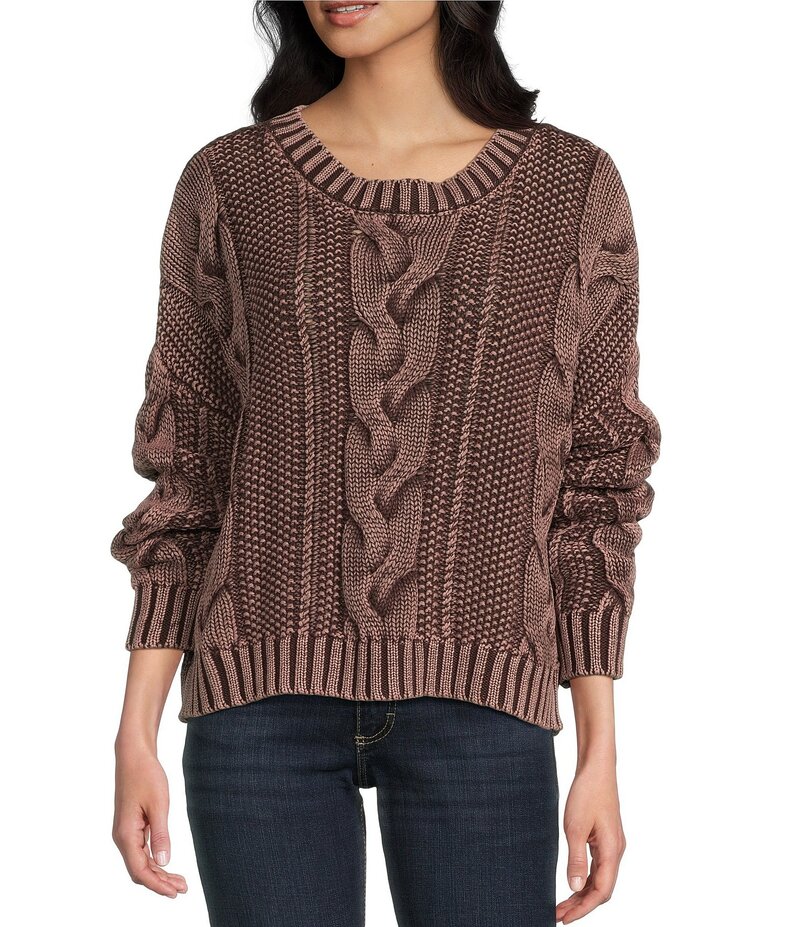 ブルーペッペーブルーペッパー レディース アウター ニット・セーター Blu Pepper Acid Wash Cable Kni..