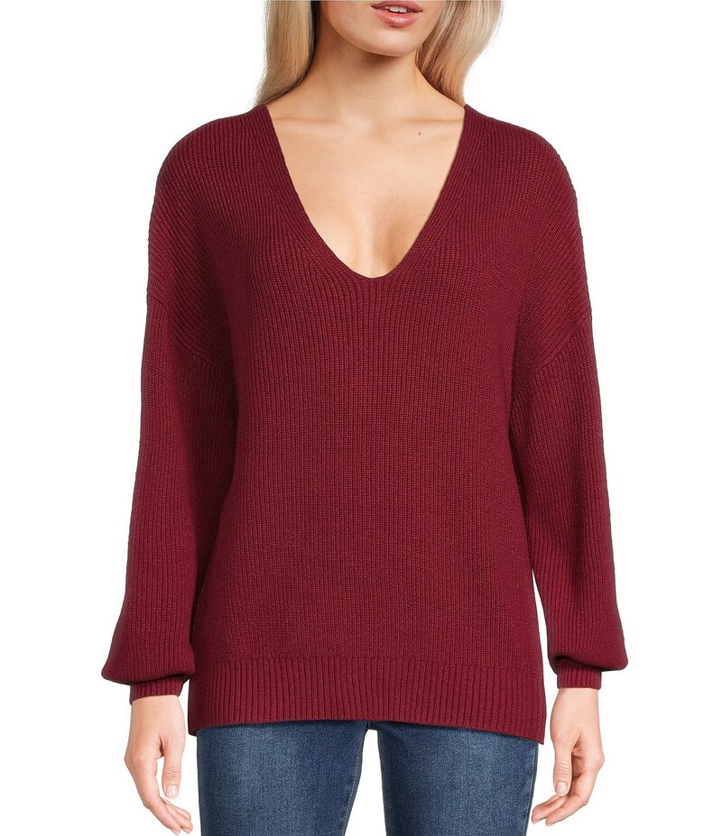 ブルーペッペーブルーペッパー レディース アウター ニット・セーター Vネック ドロップショルダー Blu..