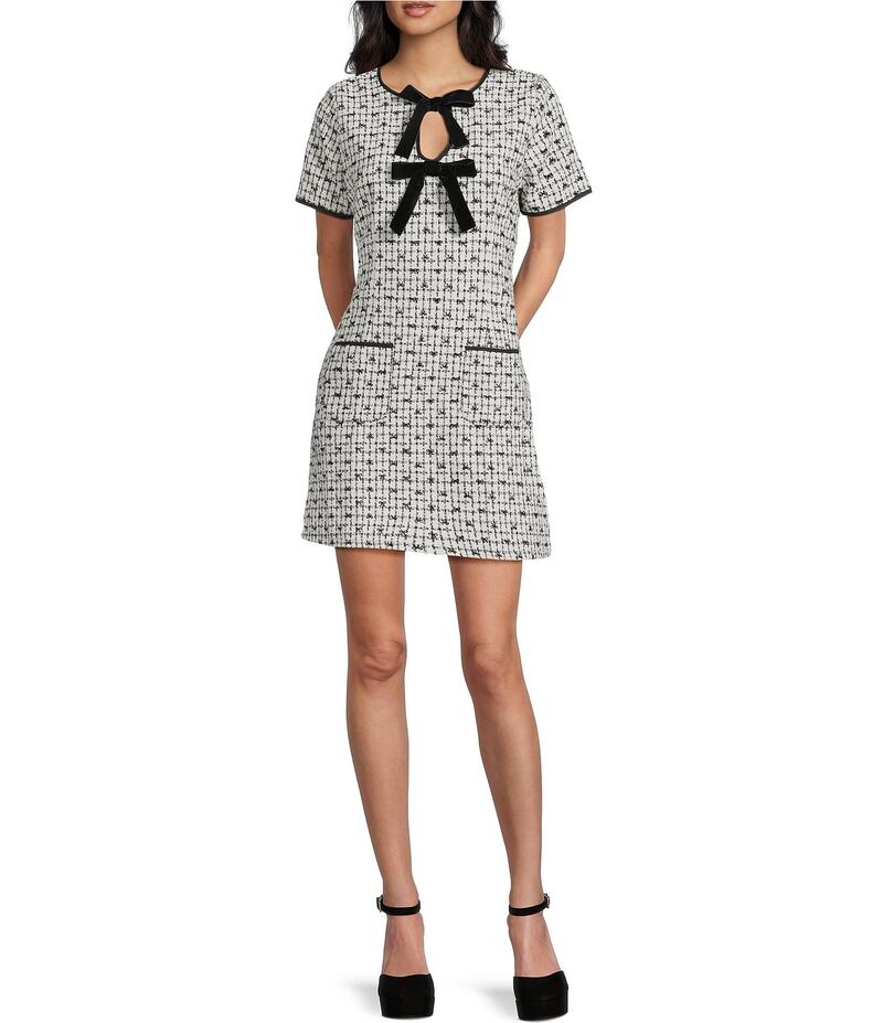 ブルーペッペーブルーペッパー レディース トップス ワンピース ミニ ツイード Blu Pepper Tweed Tie F..