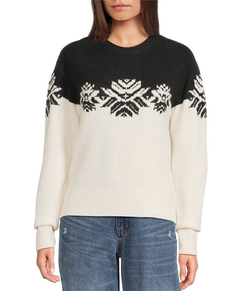 カッパーキー レディース アウター ニット・セーター Copper Key Snowflake Jacquard Sweater Black Iv..