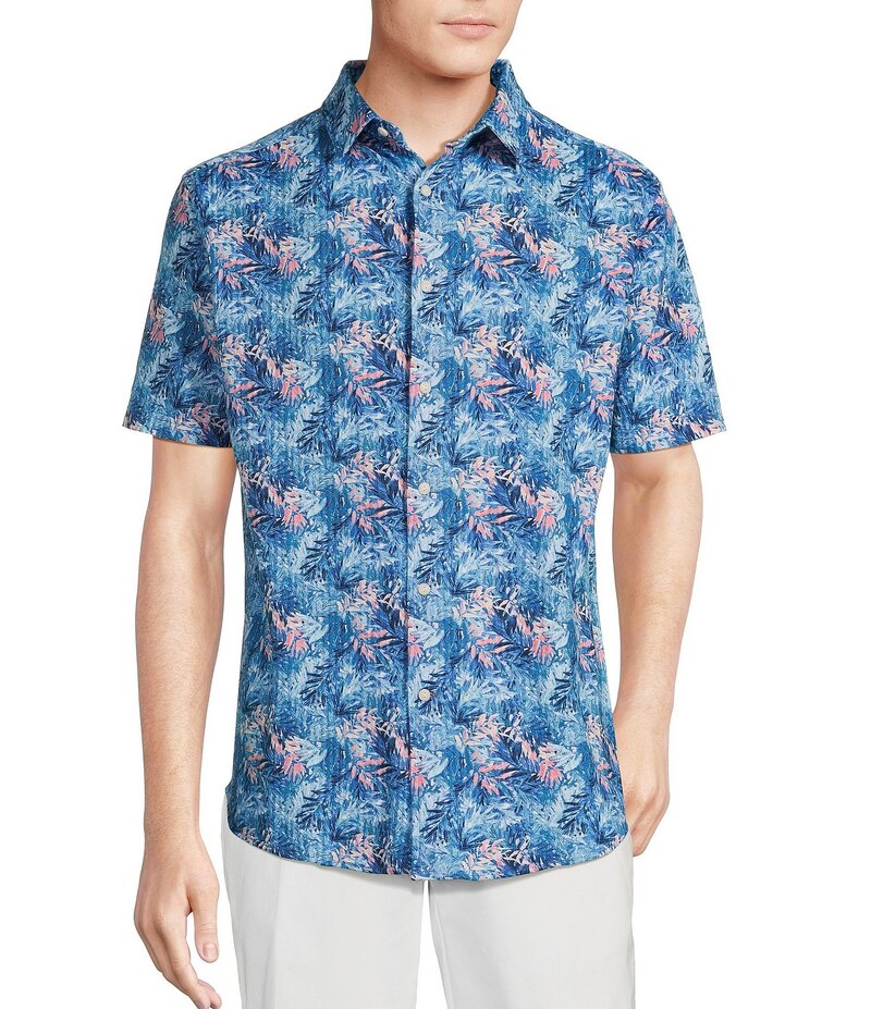 ダニエル クレミュ メンズ トップス シャツ コート Cremieux Blue Label Tropicaleaf Pattern Seersucker Sh...