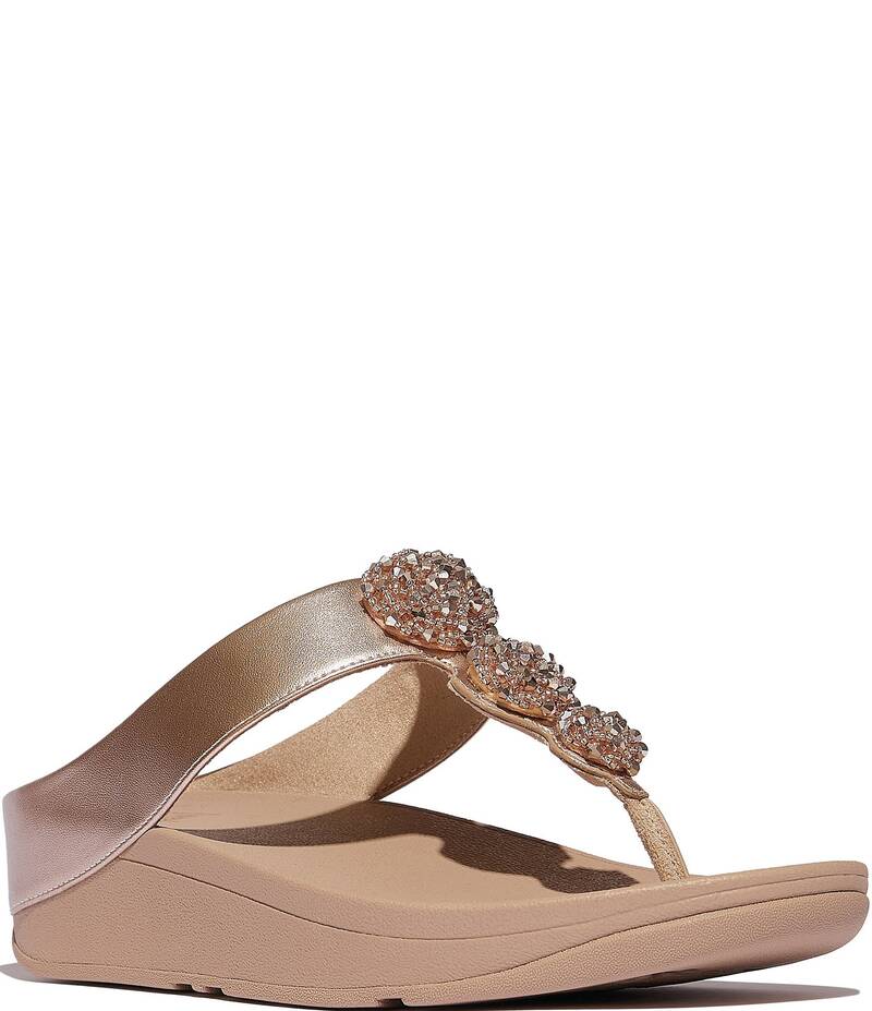 フィットフロップ レディース シューズ サンダル FitFlop Fino Beadie-Button Ornamenthong Wedge Sandals Classic Beige ベージュ