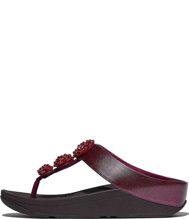 フィットフロップ レディース シューズ サンダル FitFlop Fino Beadie-Button Ornamenthong Wedge Sandals Ruby ルビー