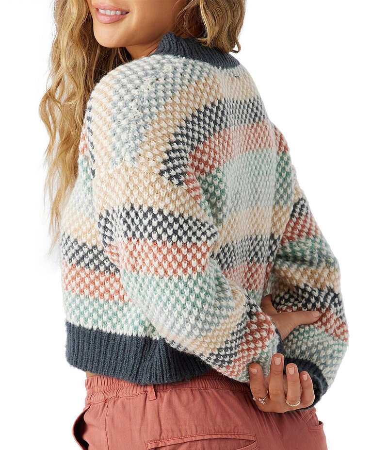 【送料無料】 オニール レディース パーカー・スウェット フーディー アウター Billie Long Sleeve Patterned Cropped Sweater Slate