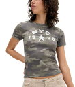 【送料無料】 アーバンアウトフィッターズ レディース Tシャツ トップス NYC 1990 Appliqued Camouflage Printed Short Sleeve T-Shirt Khaki(4)