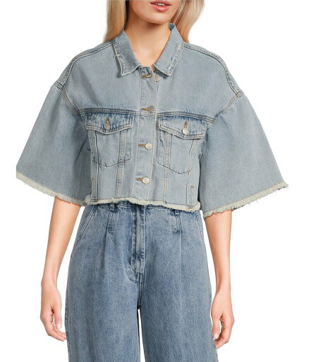 【送料無料】 シグネチャーエイト レディース シャツ トップス Denim Button Front Cropped Top Medium Blue 【送料無料】 シグネチャーエイト レディース シャツ トップス Denim Button Front Cropped Top Medium Blue