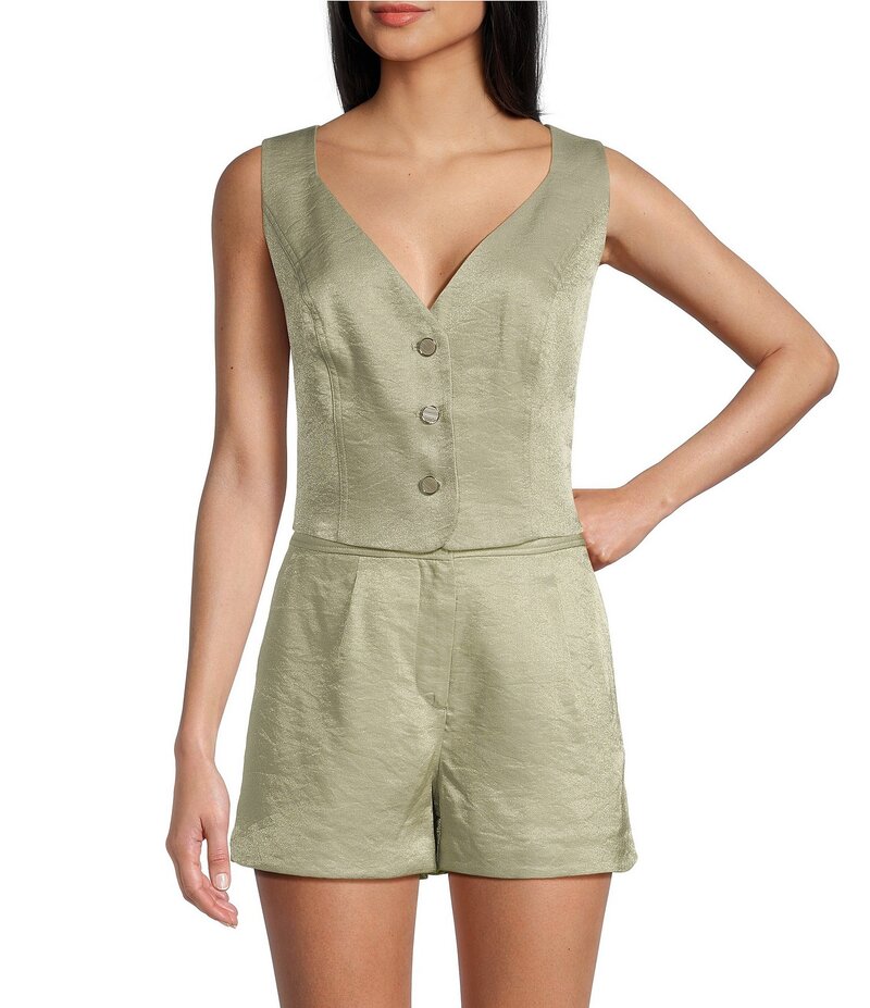 ゲス レディース トップス シャツ ベスト Guess Coordinating 3-Button Camille Vest Ocean Sage Multi..