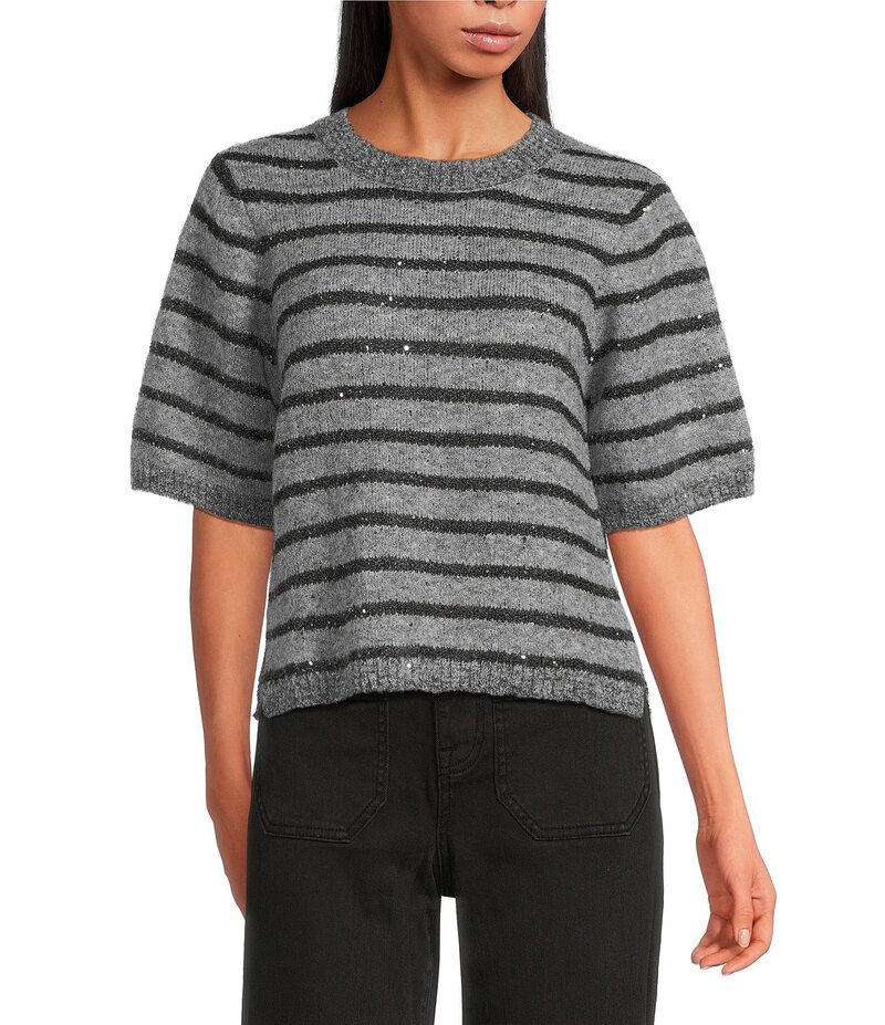 サンクチュアリー レディース アウター ニット・セーター クルーネック Tシャツ スパンコール Sanctuar..