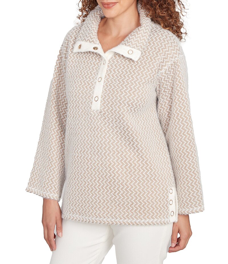 ルビーアールディー レディース トップス シャツ モックネック プチ ニット Ruby Rd. Petite Size ZIG-..