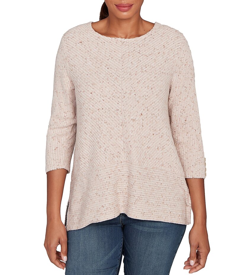 ルビーアールディー レディース トップス シャツ クルーネック プチ リブ ニット Ruby Rd. Petite Size..