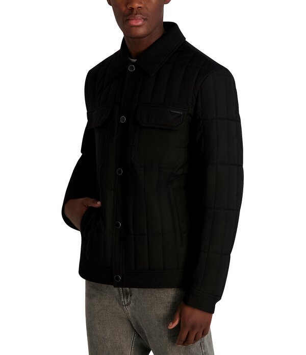 カール ラガーフェルド メンズ アウター ジャケット・ブルゾン キルティング シャツ KARLAGERFELD PARIS Quilted Shirt Jacket Black ブラック