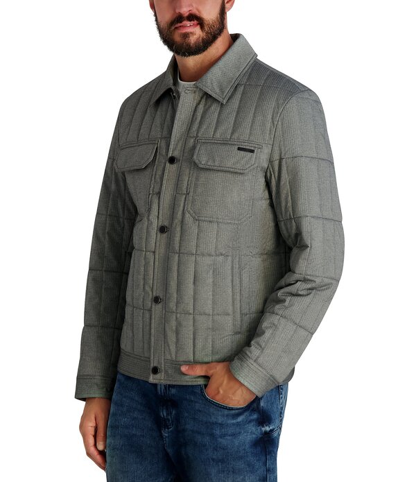 カール ラガーフェルド メンズ アウター ジャケット・ブルゾン キルティング シャツ KARLAGERFELD PARIS Quilted Shirt Jacket Grey グレー