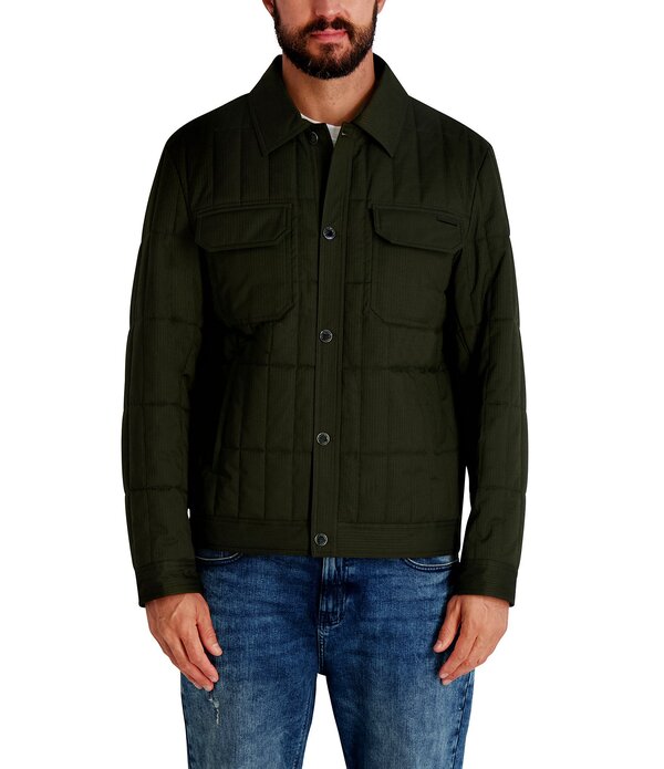カール ラガーフェルド メンズ アウター ジャケット・ブルゾン キルティング シャツ KARLAGERFELD PARIS Quilted Shirt Jacket Olive オリーブ