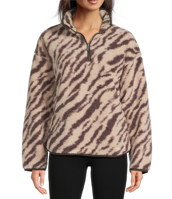 スウェッティベティ レディース トップス シャツ ハーフジップラスサイズ プリント フリース Sweaty Be..