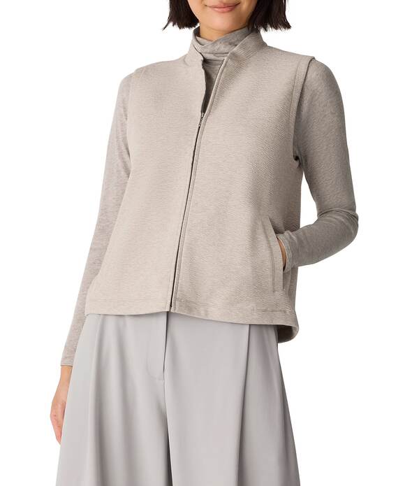 エイリーンフィッシャー レディース アウター ベスト ハイネック ノースリーブ コットン ニット Eileen..