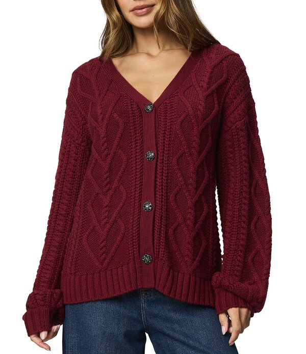 スプレンディット レディース アウター ニット・セーター Vネック カーディガン Splendid Harlow Heart..