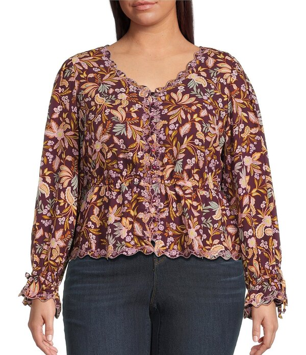 ReVida ŷԾŹ㤨֥ǥ⥯饷 ǥ ȥåץ  Vͥå ե ץ饹 ɽ ե Democracy Plusizembroidered Floral V-Neck Tie Sleeve Peplum Topickled Beet Multi ޥ顼פβǤʤ25,980ߤˤʤޤ