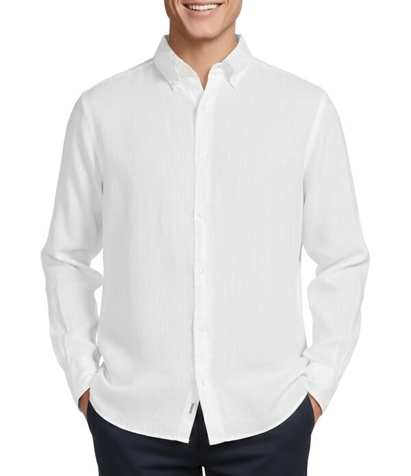 ダニエル クレミュ メンズ トップス シャツ リネン Cremieux Blue Labelong Sleeve Spread Solid French Linen Woven Shirt Lucent White ホワイト