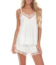 【送料無料】 フローラニクルーズ レディース ナイトウェア アンダーウェア Gabby Silky Satin Cami & Shorty Lace-Trim ...