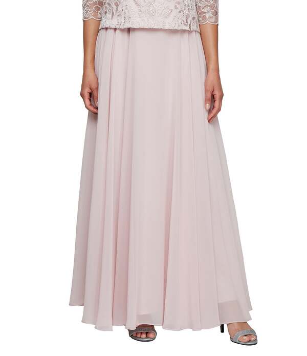 アレックスイブニングス レディース ボトムスカート シフォン A ライン Alex Evenings Long Chiffon A Line Full Skirt Shell Pink ピンク